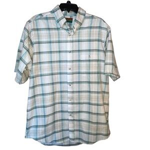 Oakton Limited Vtg Short Sleeve Casual Plaid Button Down Shirt Men’s Large Tall‎
